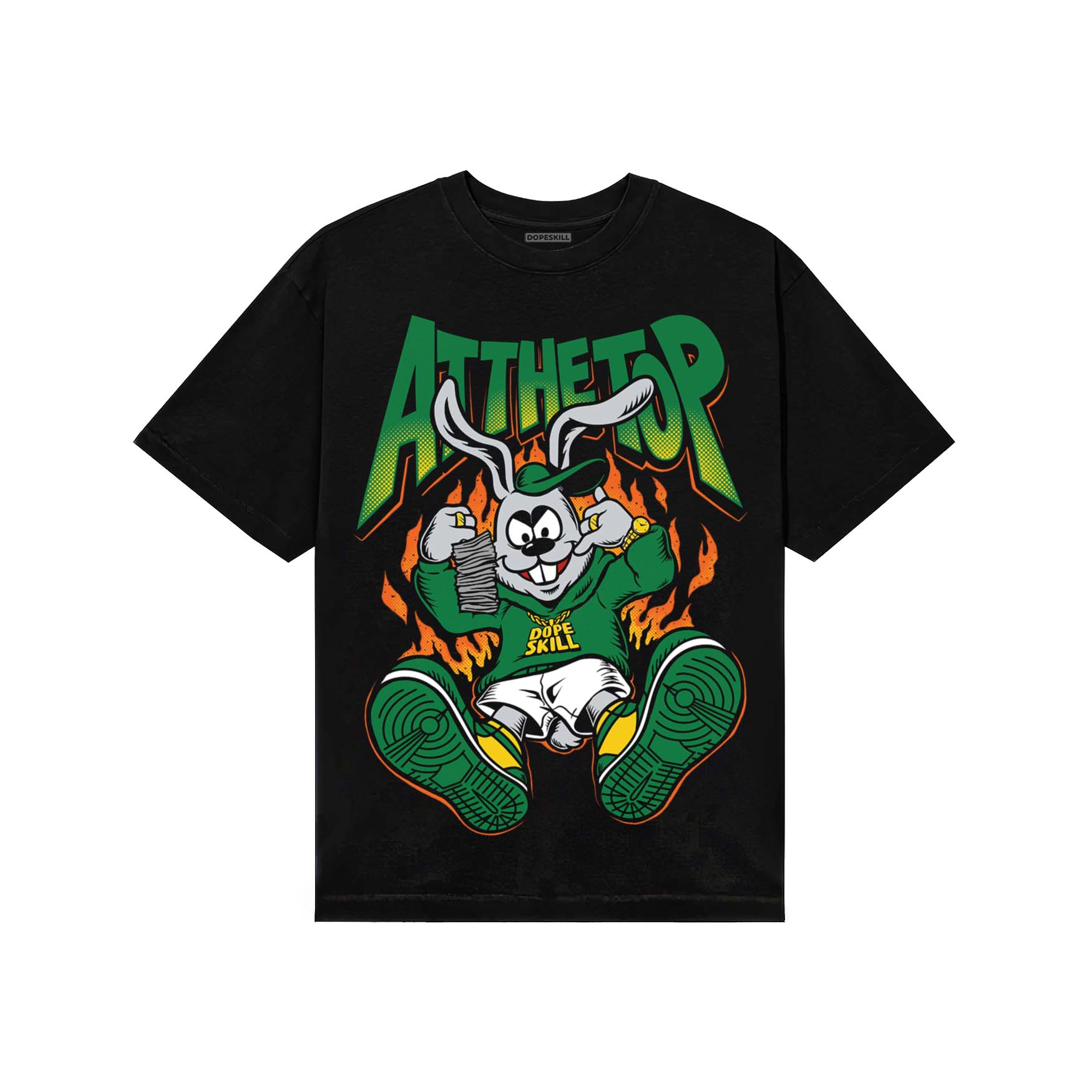 Green Sneakers DopeSkill T-Shirt At The Top Graphic Streetwear - Black