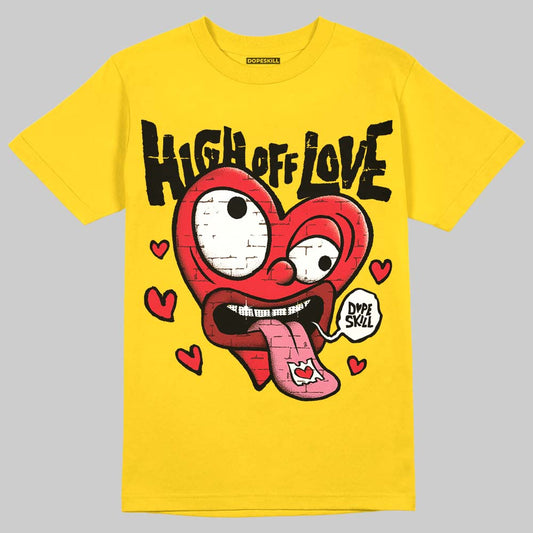 Yellow Sneakers DopeSkill Gold T-Shirt High Off Love Graphic Streetwear