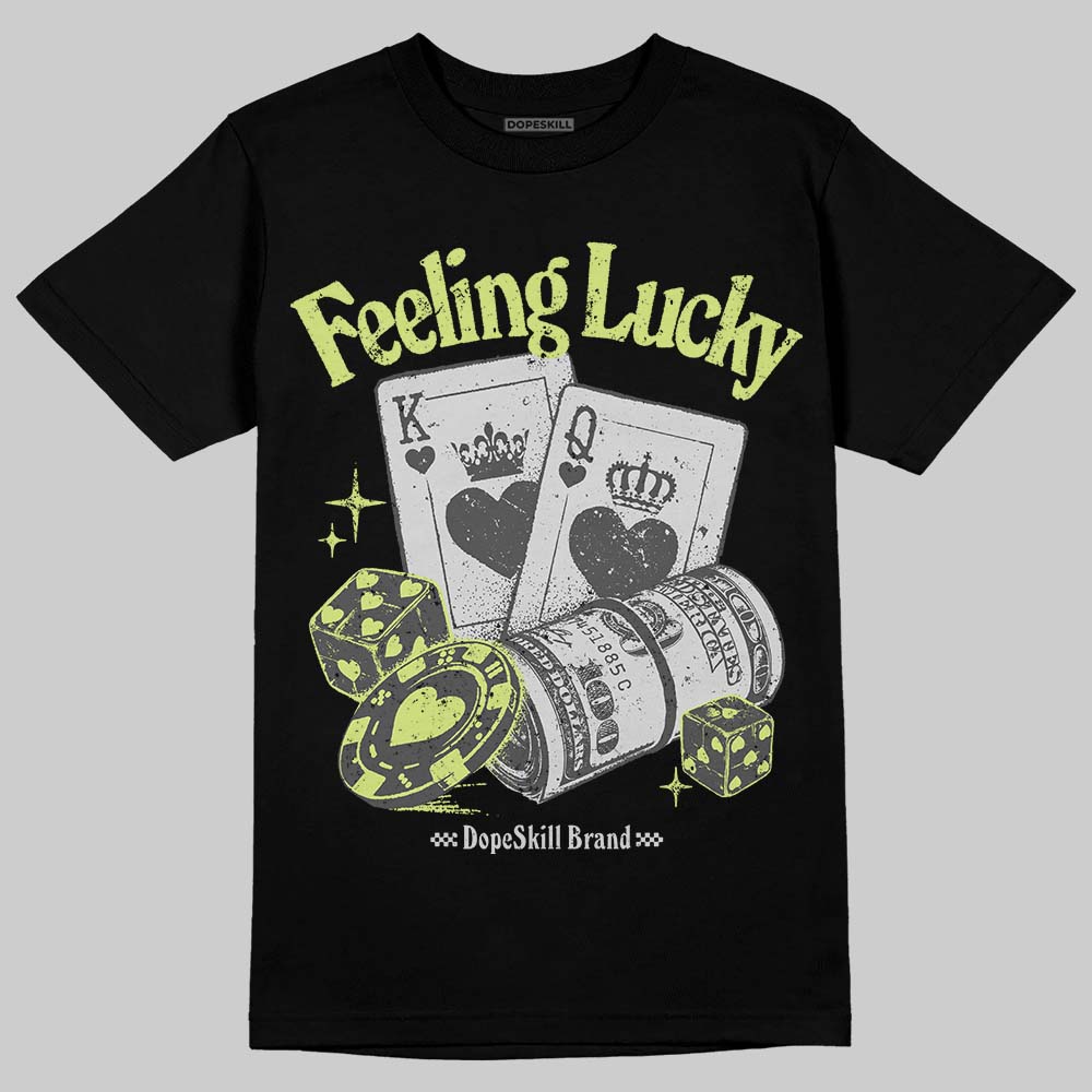 Jordan 4 GS “Light Lemon Twist” DopeSkill T-Shirt Feeling Lucky Graphic Streetwear - Black