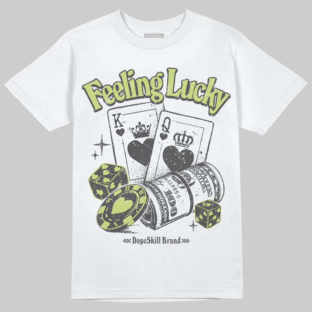 Jordan 4 GS “Light Lemon Twist” DopeSkill T-Shirt Feeling Lucky Graphic Streetwear - White