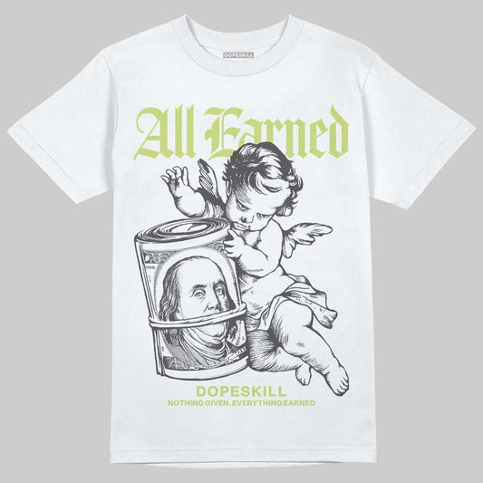 Jordan 4 GS “Light Lemon Twist” DopeSkill T-Shirt All Earned Graphic Streetwear - White