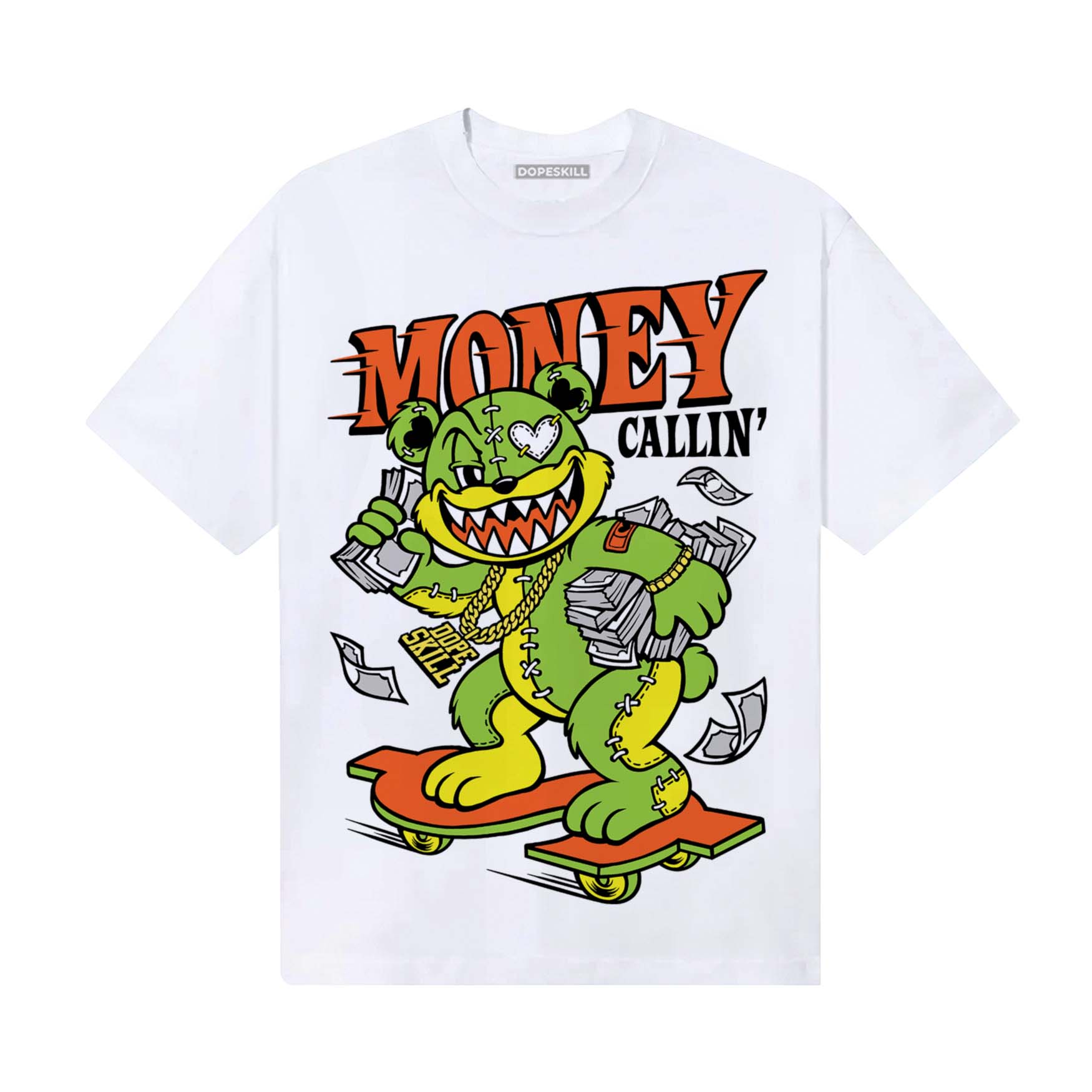 Neon Green Sneakers DopeSkill T-Shirt Money Callin' Graphic Streetwear - White