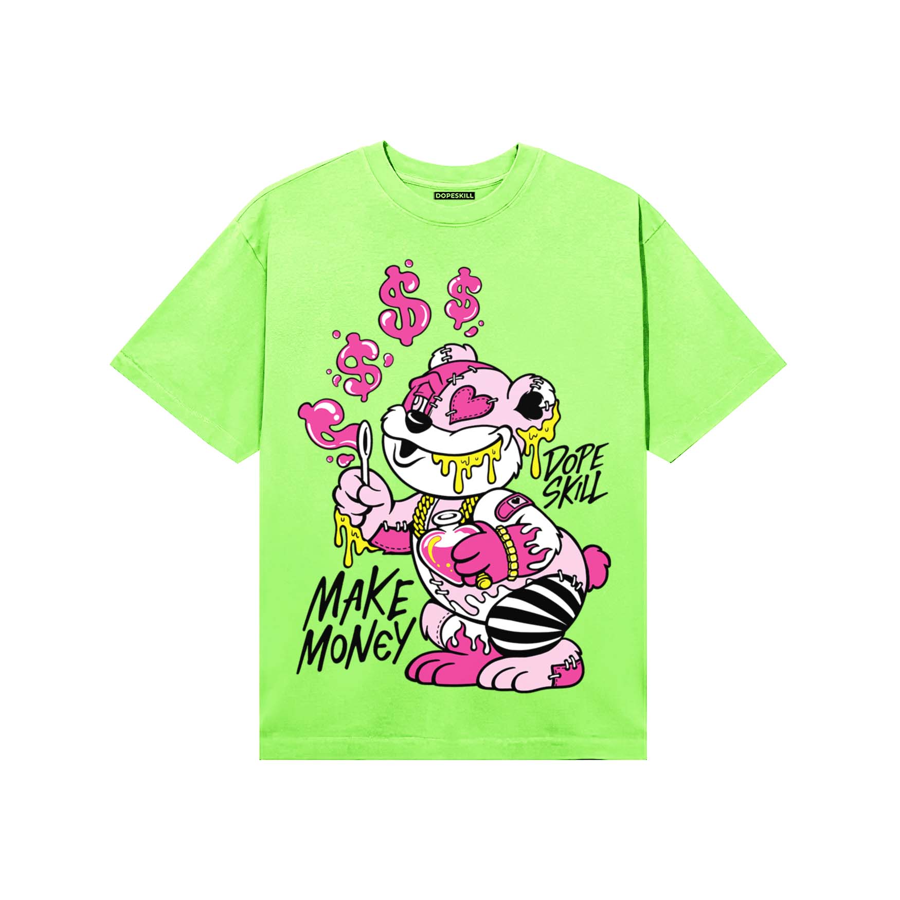 Neon Green Sneakers DopeSkill T-Shirt Make Money Graphic Streetwear - Lime