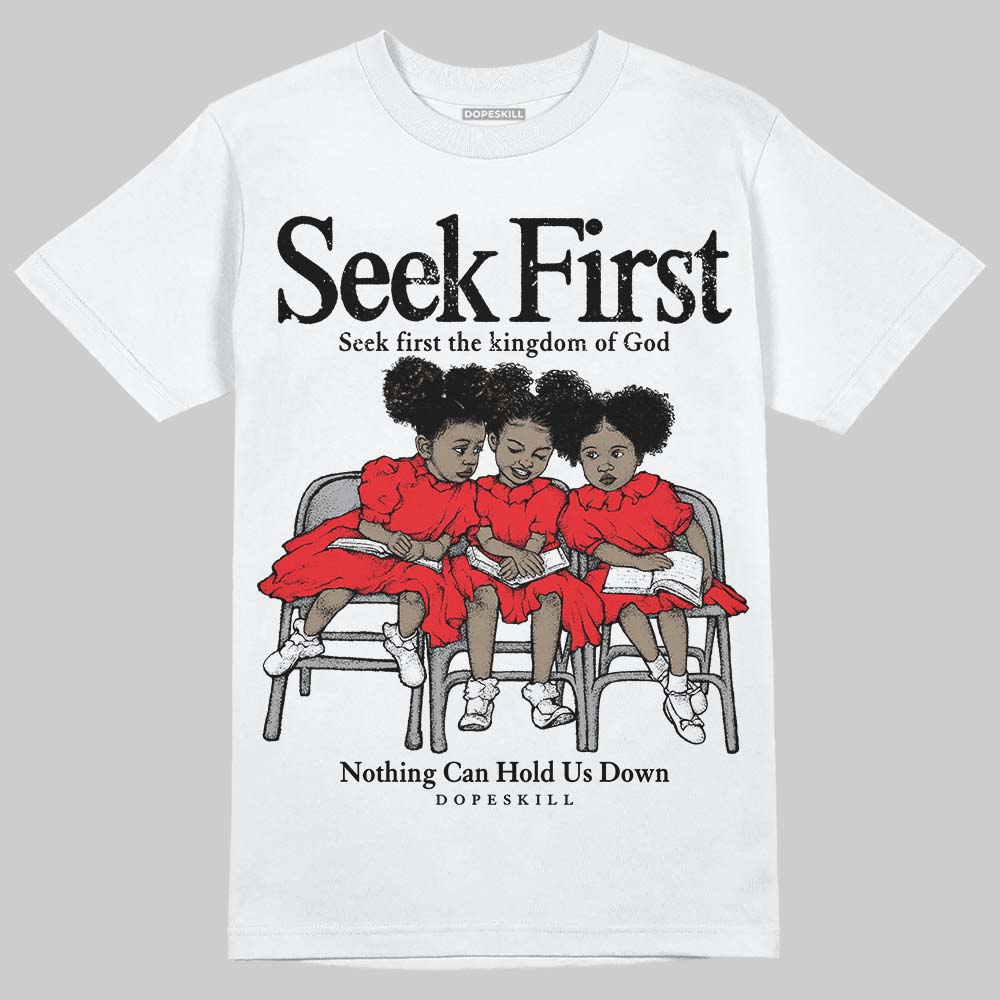 Red Sneakers DopeSkill T-Shirt New Seek First Graphic Streetwear - White
