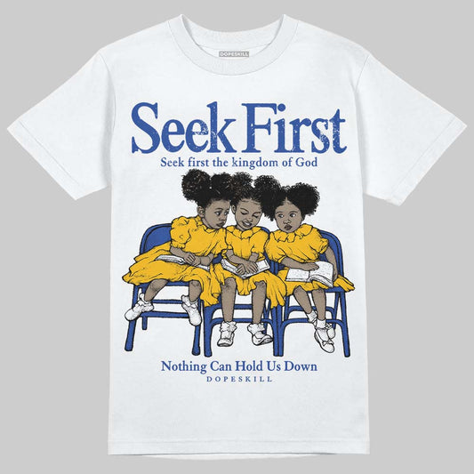 Royal Blue Sneakers DopeSkill T-Shirt New Seek First Graphic Streetwear - White