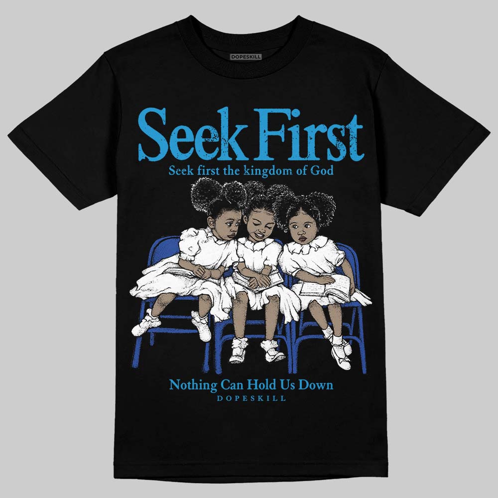 Royal Blue Sneakers DopeSkill T-Shirt New Seek First Graphic Streetwear - Black