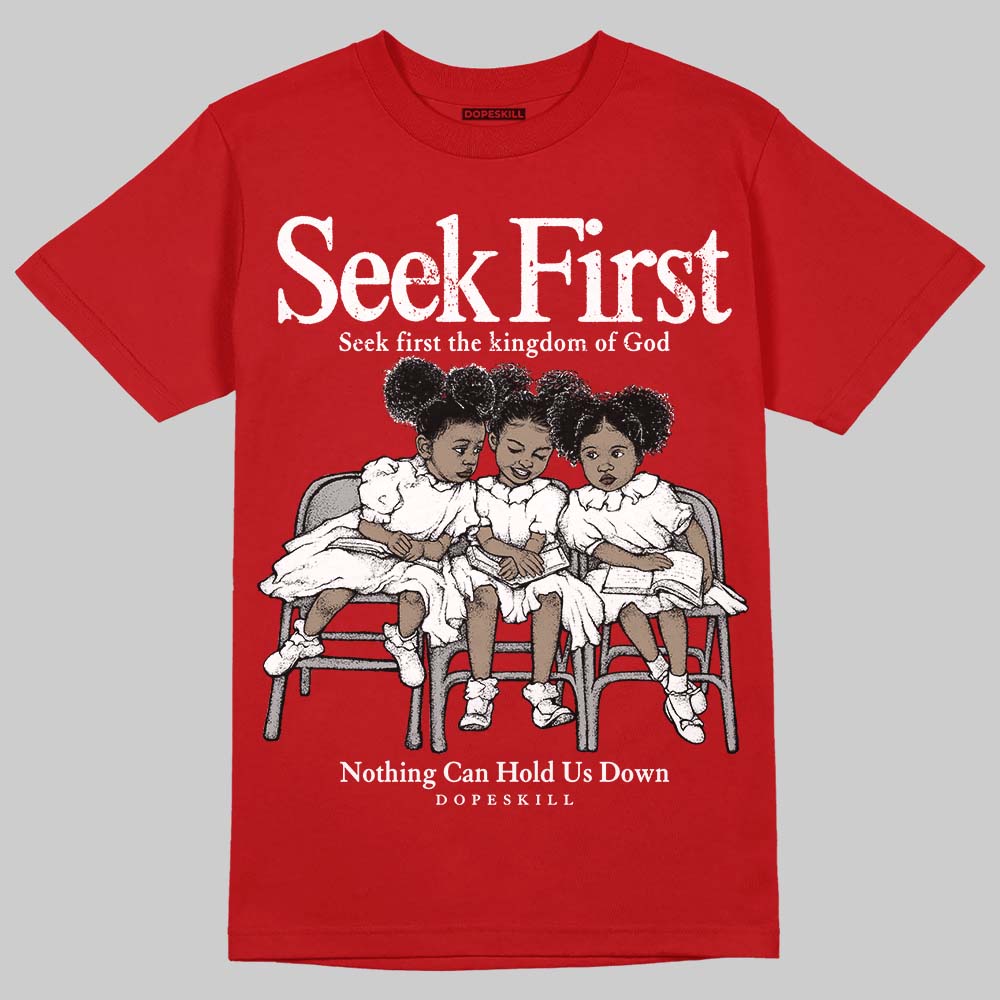 Red Sneakers DopeSkill T-Shirt New Seek First Graphic Streetwear - Red