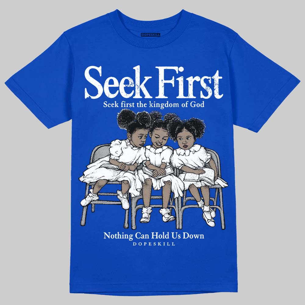 Royal Blue Sneakers DopeSkill T-Shirt New Seek First Graphic Streetwear - Royal