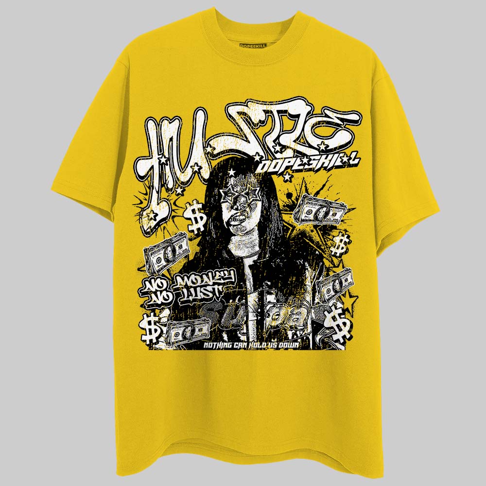 Yellow Sneakers DopeSkill T-Shirt No Money No Lust Graphic Streetwear - Gold
