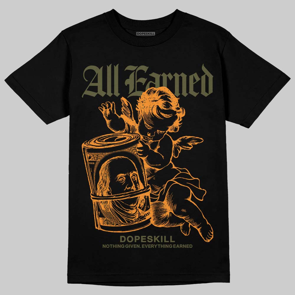Jordan 5 "Olive" DopeSkill T-Shirt All Earned Graphic Streetwear - Black