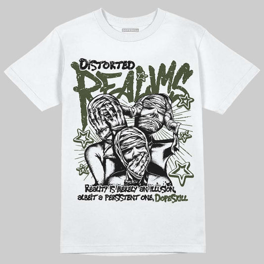 Olive Sneakers DopeSkill T-Shirt Distorted Realms Graphic Streetwear - White