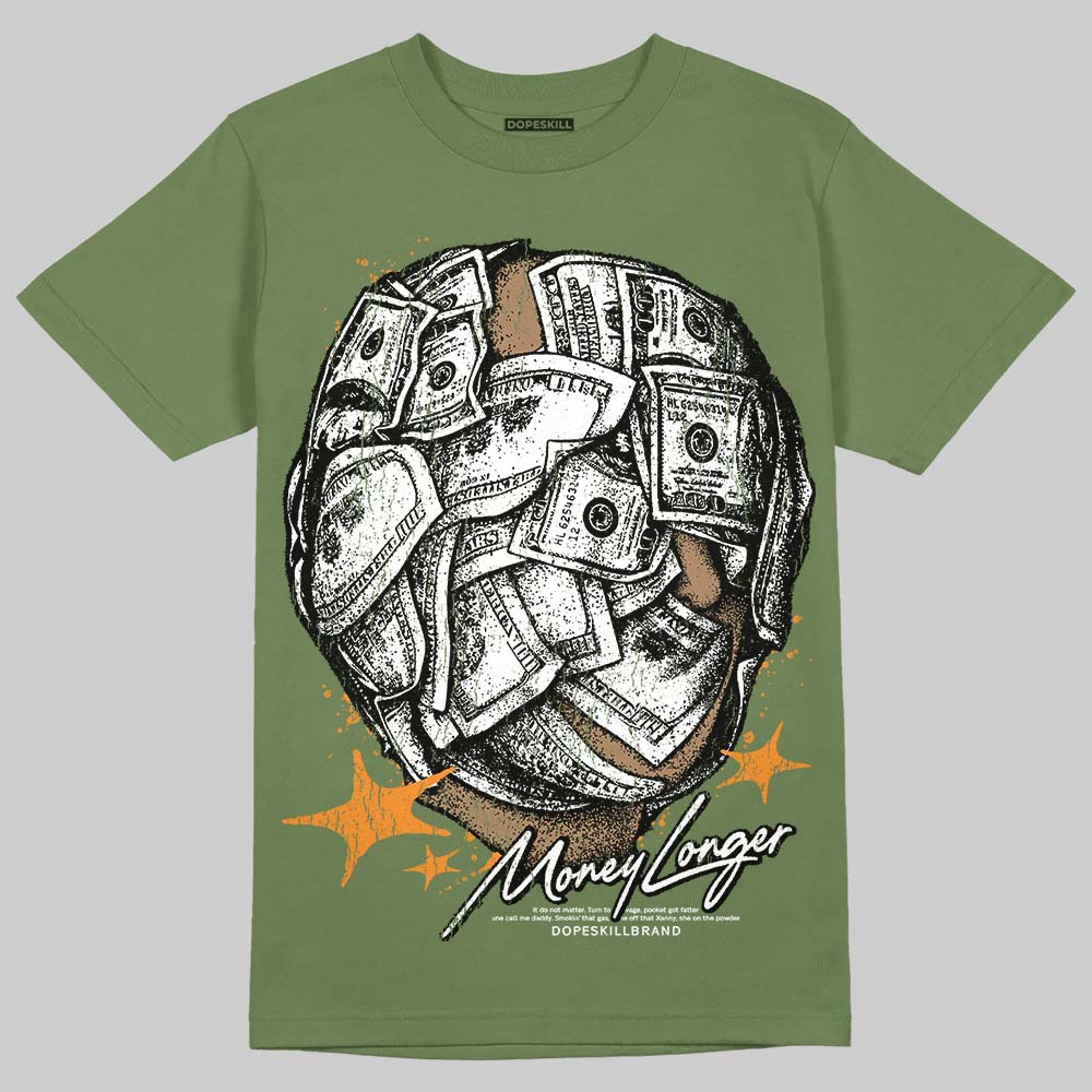 Olive Sneakers DopeSkill T-Shirt Money Longer Graphic Streetwear - Military green