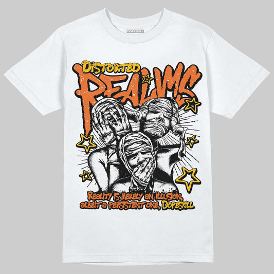 Orange, Black and White Sneakers DopeSkill T-Shirt Distorted Realms Graphic Streetwear - White