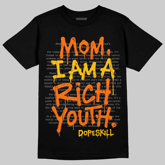 Orange, Black and White Sneakers DopeSkill T-Shirt Mom, I Am A Rich Youth Graphic Streetwear - Black