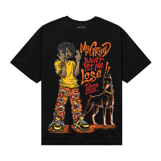 Orange, Black and White Sneakers DopeSkill T-Shirt My Grind Won't Let Me Lose Graphic Streetwear - black