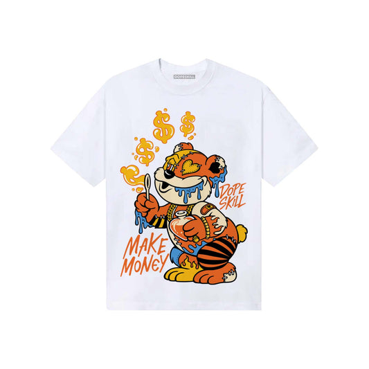 Orange, Black and White Sneakers DopeSkill T-Shirt Make Money Graphic Streetwear - White