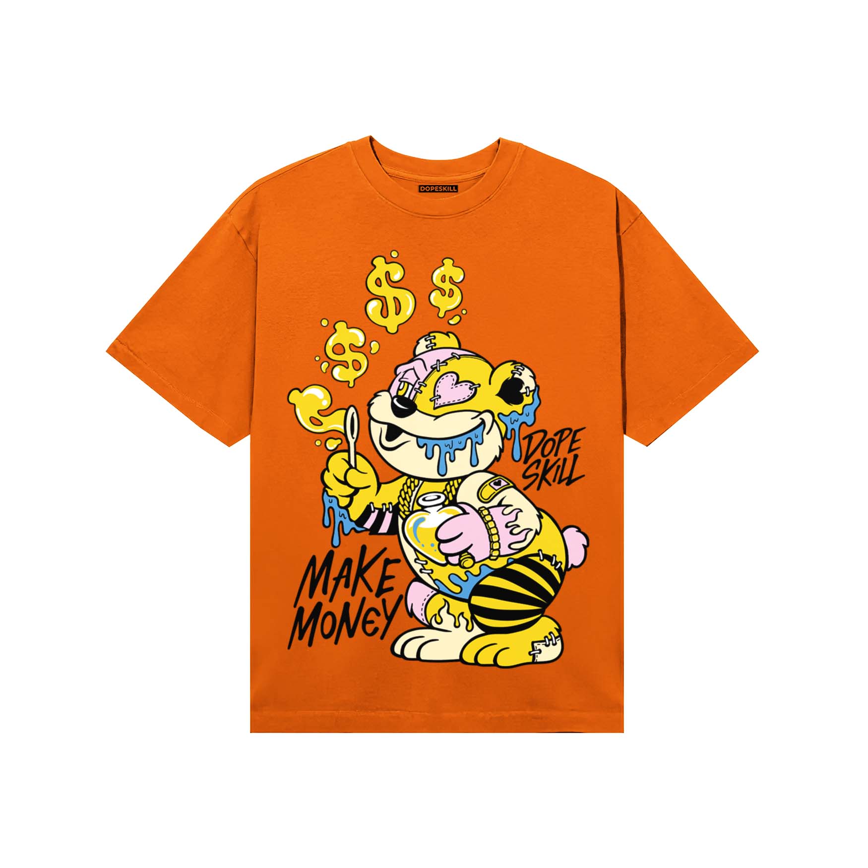 Orange, Black and White Sneakers DopeSkill T-Shirt Make Money Graphic Streetwear - orange