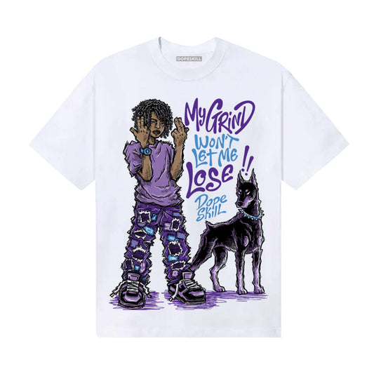 PURPLE Sneakers DopeSkill T-Shirt My Grind Won't Let Me Lose Graphic Streetwear - White