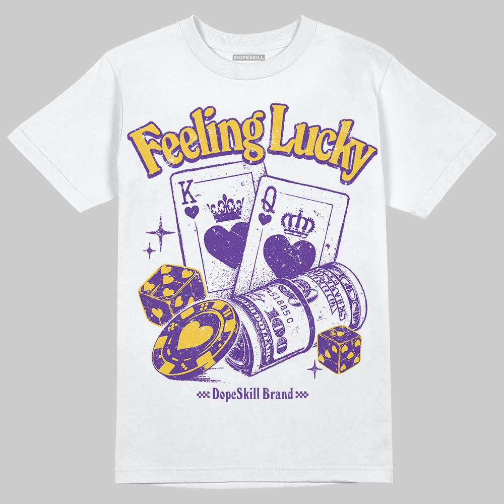 PURPLE Sneakers DopeSkill T-Shirt Feeling Lucky Graphic Streetwear - White