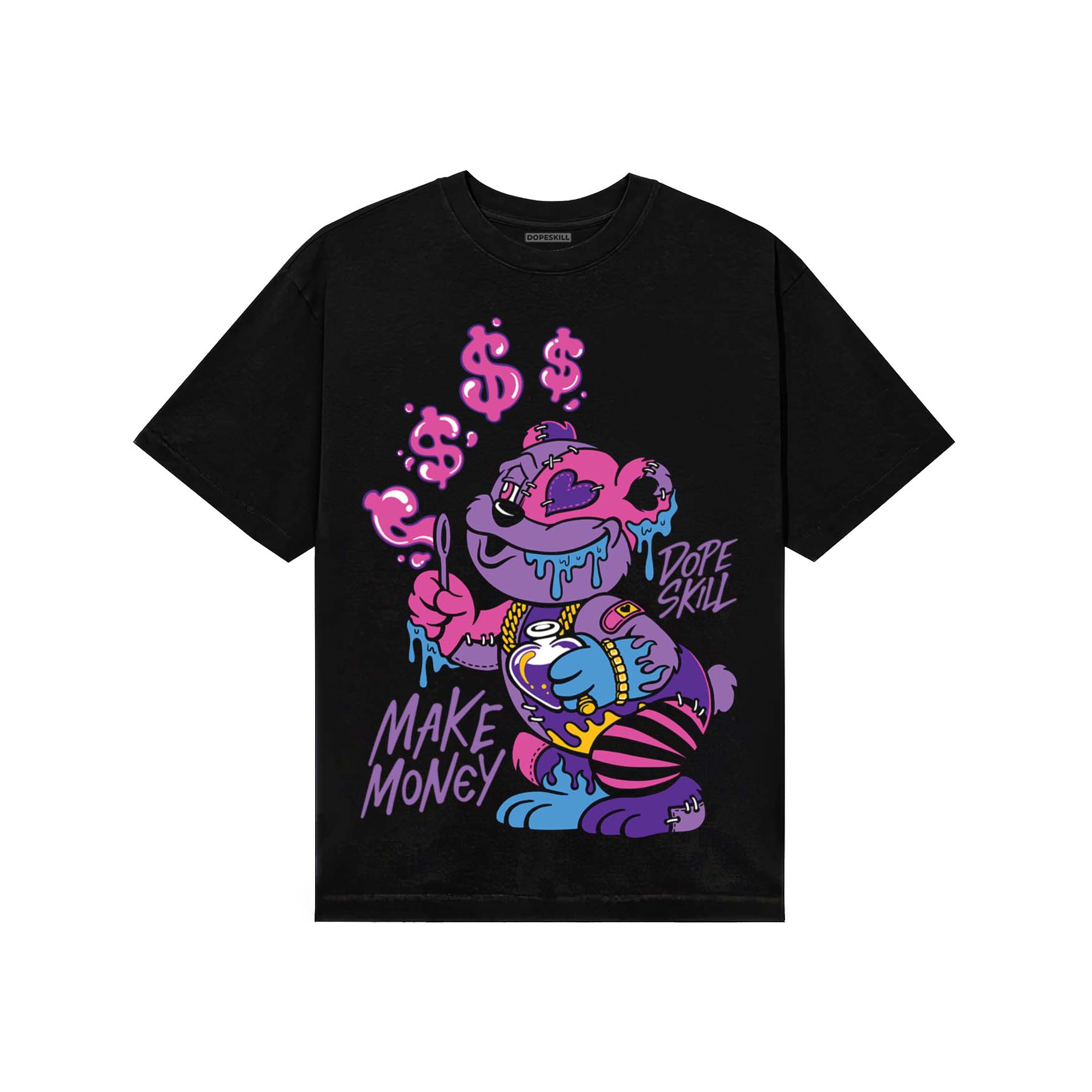 PURPLE Sneakers DopeSkill T-Shirt Make Money Graphic Streetwear - Black
