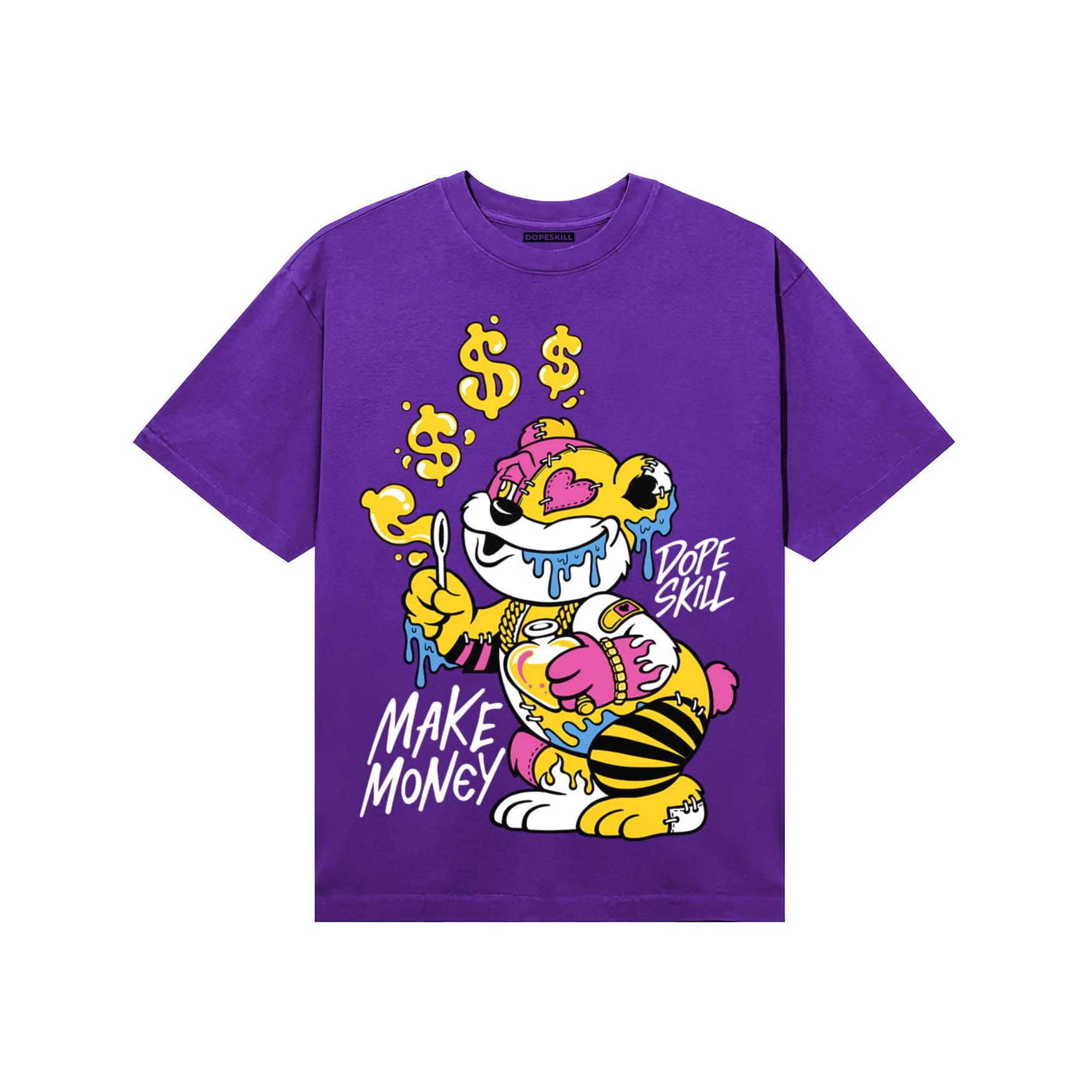 PURPLE Sneakers DopeSkill T-Shirt Make Money Graphic Streetwear - Purple