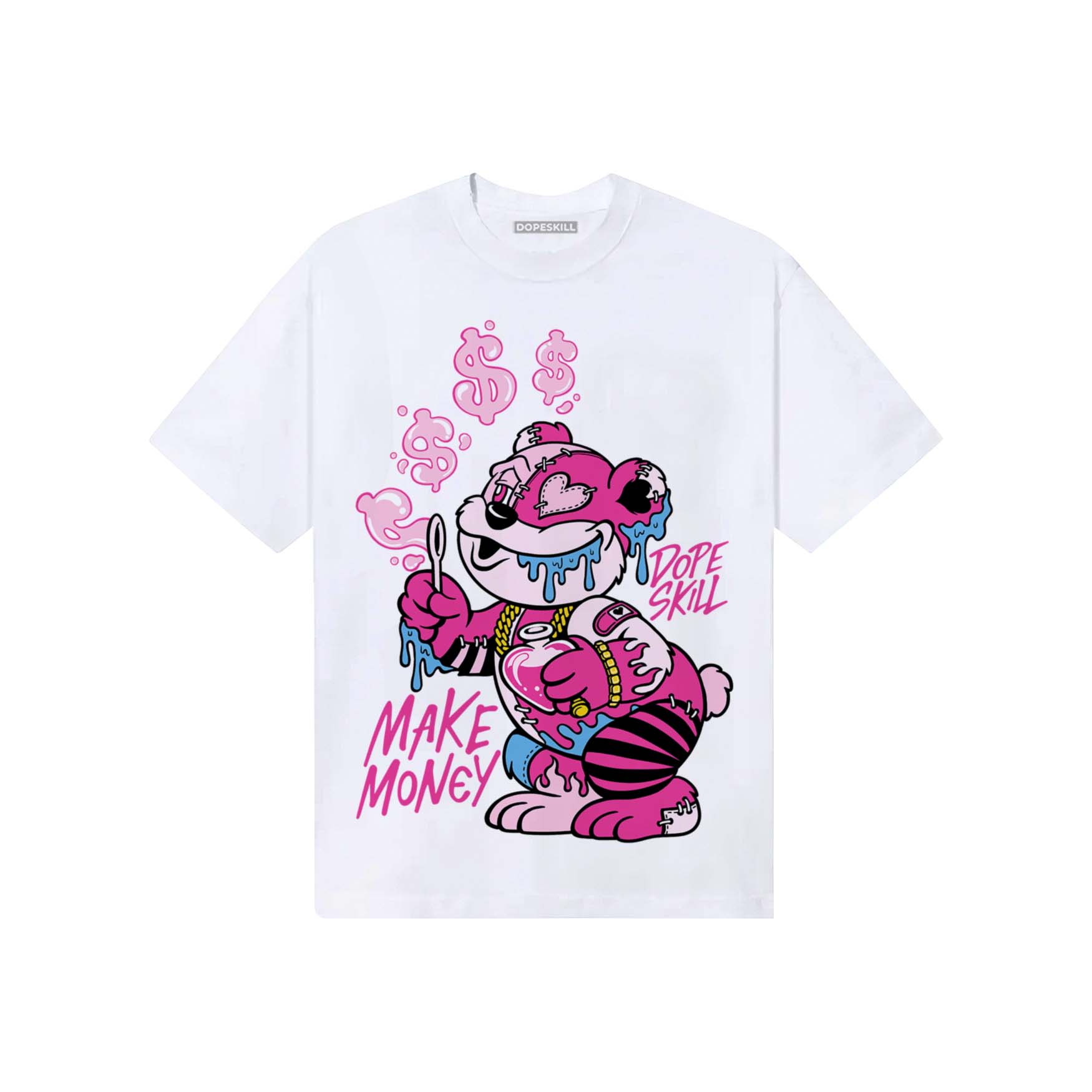 Pink Sneakers DopeSkill T-Shirt Make Money Graphic Streetwear - White