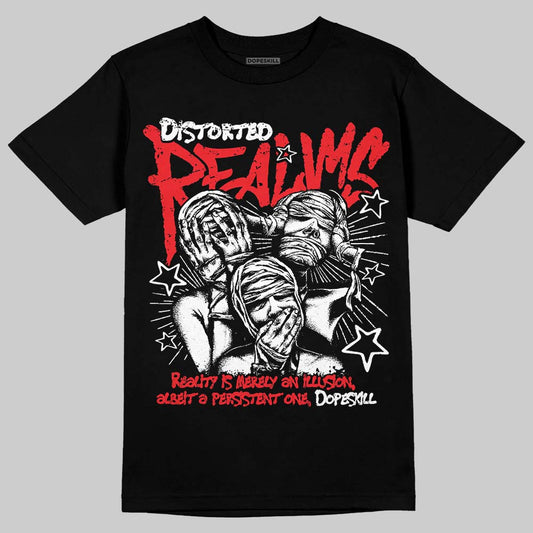 Red Sneakers DopeSkill T-Shirt Distorted Realms Graphic Streetwear - Black