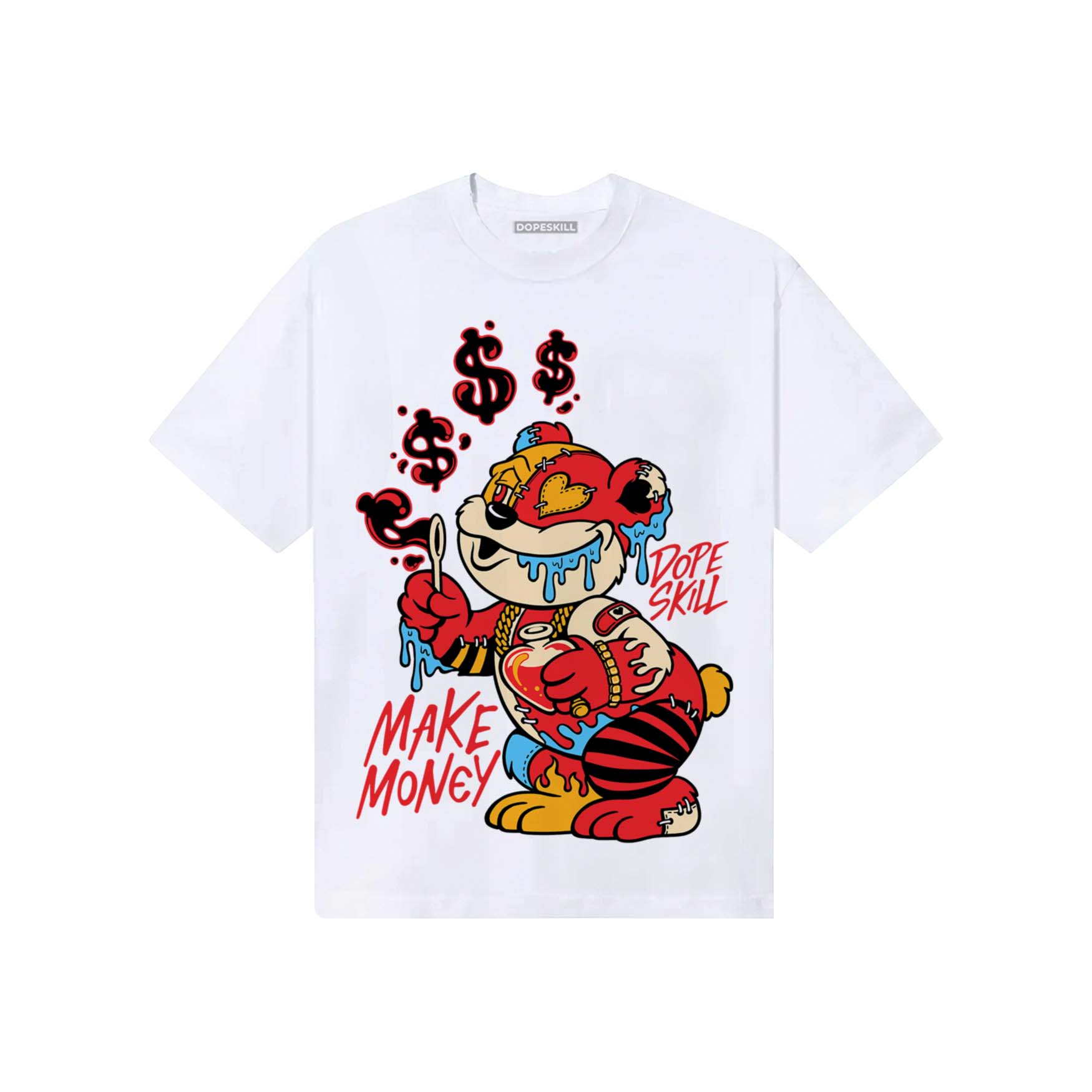 Red Sneakers DopeSkill T-Shirt Make Money Graphic Streetwear - White