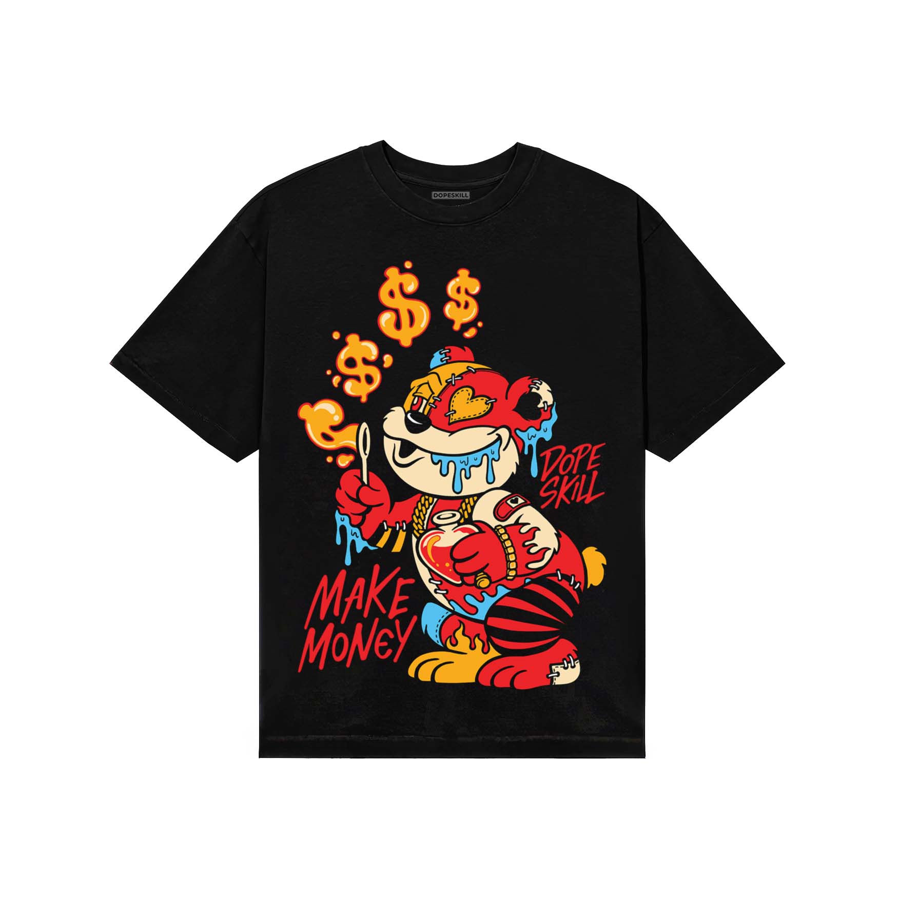 Red Sneakers DopeSkill T-Shirt Make Money Graphic Streetwear - Black