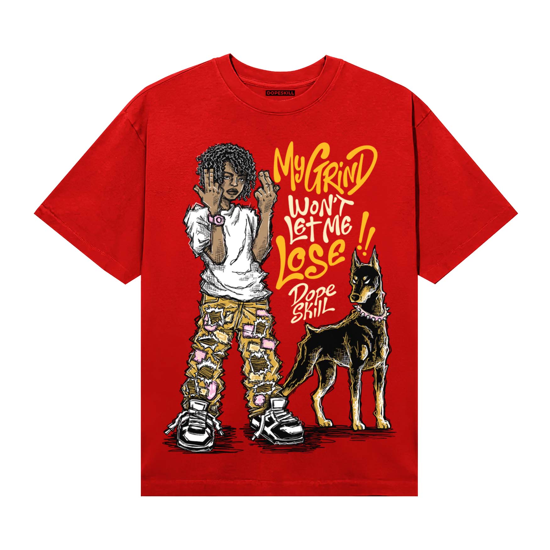 Red Sneakers DopeSkill T-Shirt My Grind Won't Let Me Lose Graphic Streetwear - Red