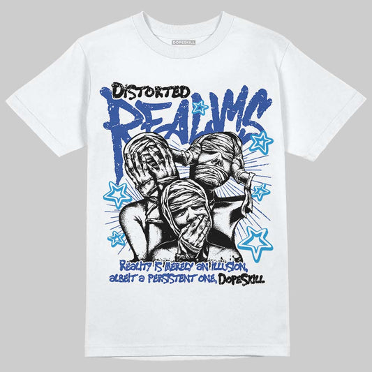 Royal Blue Sneakers DopeSkill T-Shirt Distorted Realms Graphic Streetwear - White