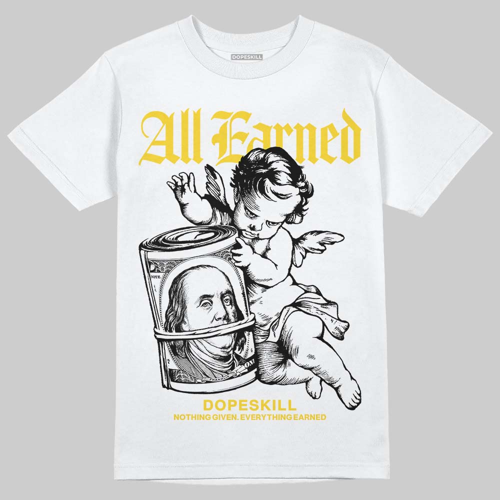 Jordan 4 Thunder DopeSkill T-Shirt All Earned Graphic Streetwear - White