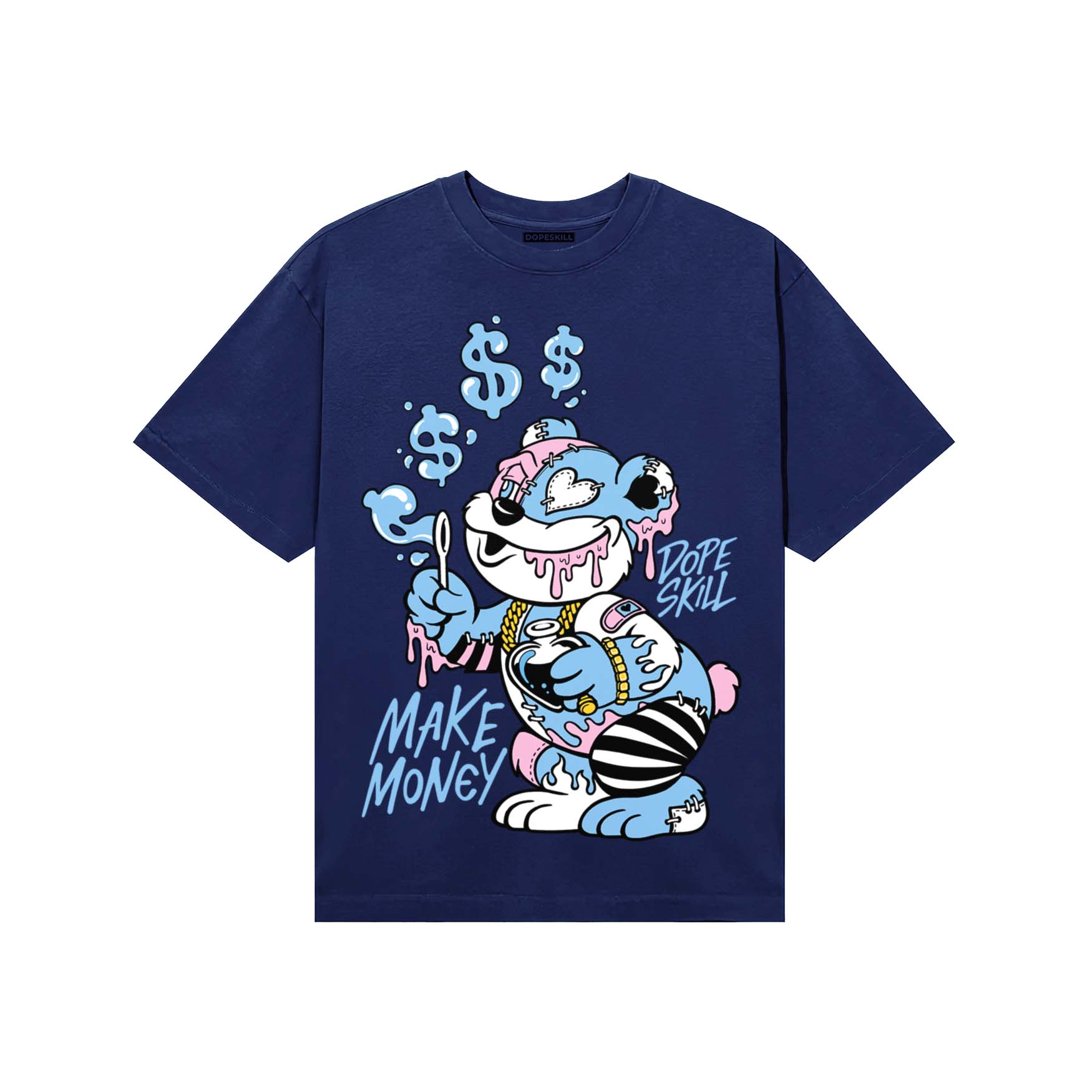 University Blue Sneakers DopeSkill T-Shirt Make Money Graphic Streetwear - navy
