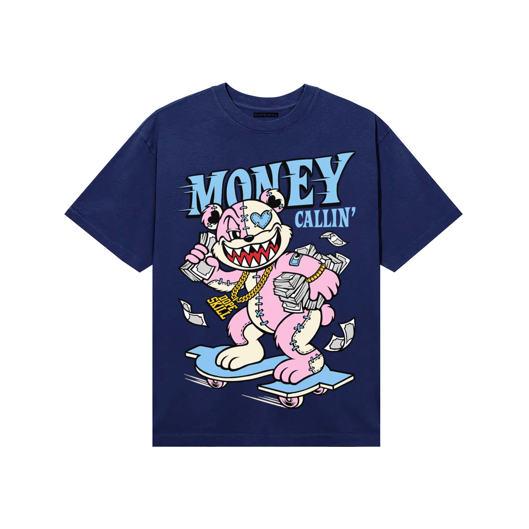 University Blue Sneakers DopeSkill T-Shirt Money Callin' Graphic Streetwear - Navy