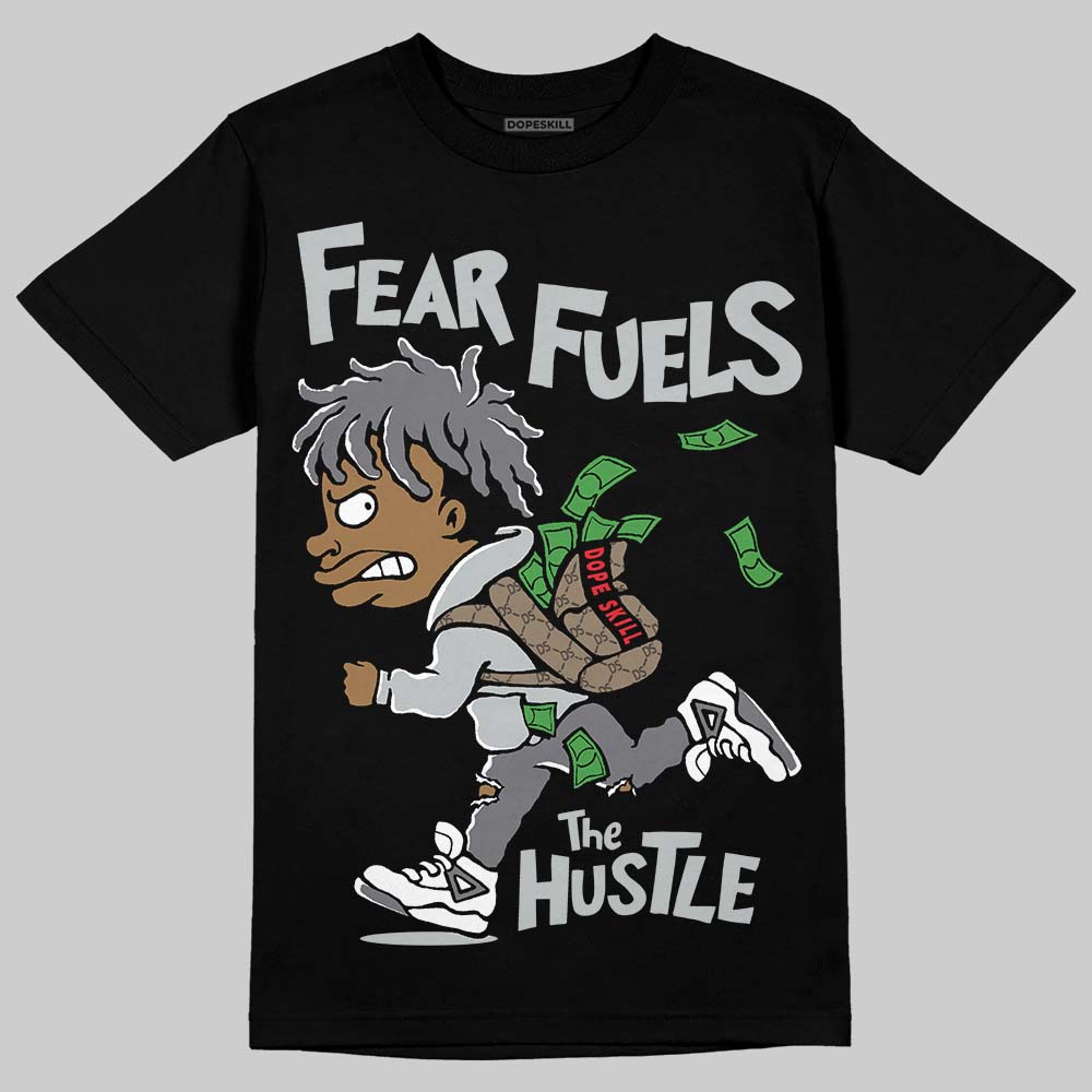 Jordan 12 Black Wolf Grey DopeSkill T-Shirt Fear Fuels The Hustle Graphic Streetwear - Black