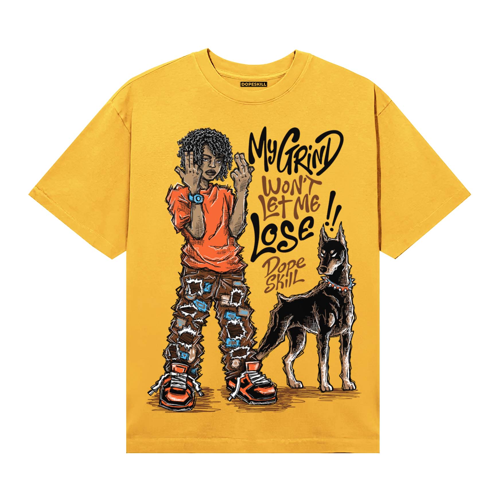Yellow Sneakers DopeSkill T-Shirt My Grind Won't Let Me Lose Graphic Streetwear - Gold