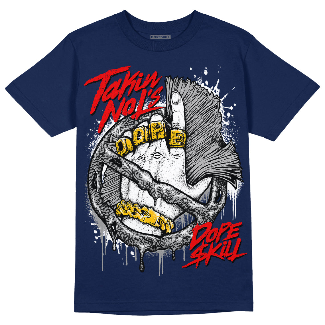 Jordan 3 "Midnight Navy" DopeSkill Navy T-shirt Takin No L's Graphic Streetwear
