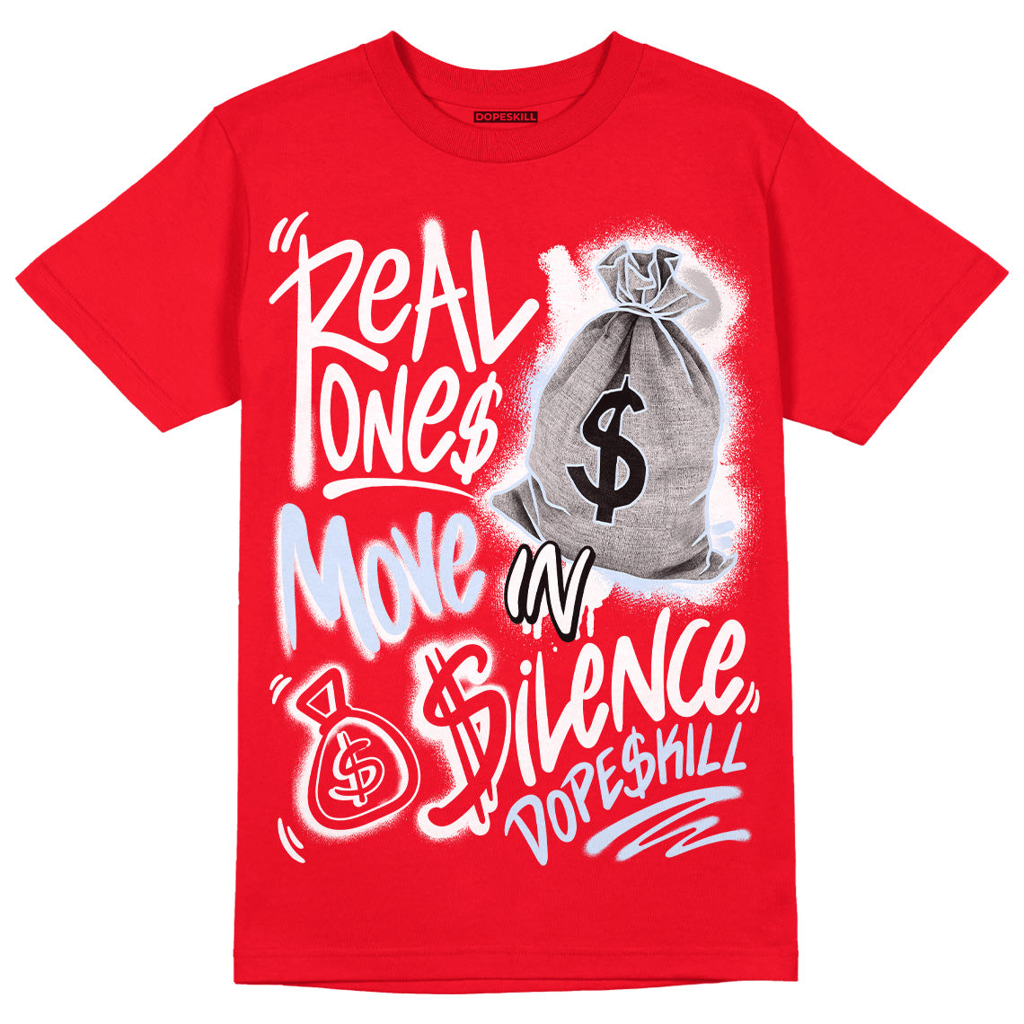 Jordan 11 Retro Cherry DopeSkill Varsity Red T-shirt Real Ones Move In Silence Graphic Streetwear