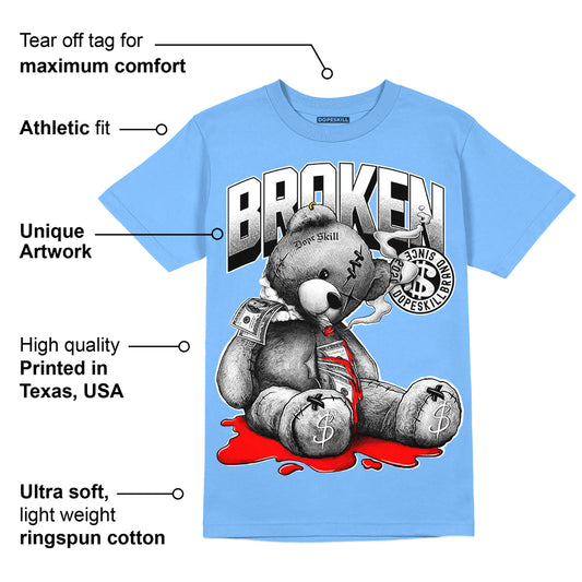 Powder Blue 9s DopeSkill Sky Blue T-shirt Sick Bear Graphic