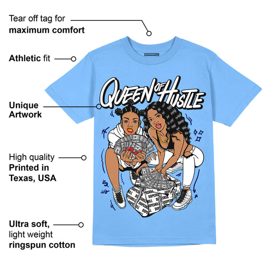 Powder Blue 9s DopeSkill Sky Blue T-shirt Queen Of Hustle Graphic