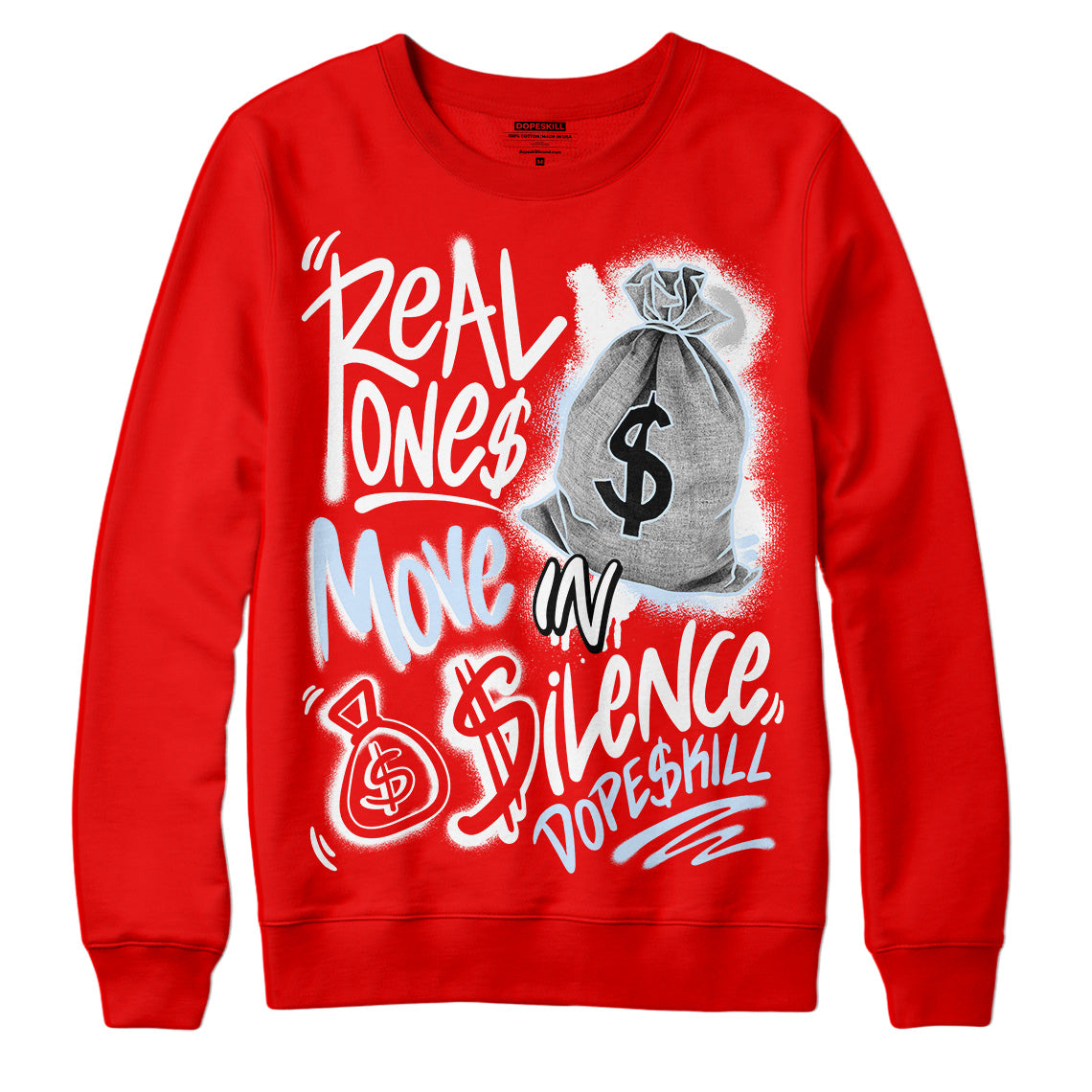 Jordan 11 Retro Cherry DopeSkill Varsity Red Sweatshirt Real Ones Move In Silence Graphic Streetwear