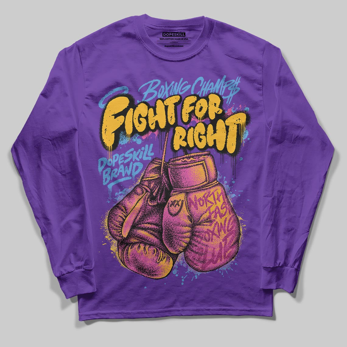 PURPLE Sneakers DopeSkill Long Sleeve T-Shirt Fight For Right Graphic Streetwear - Purple