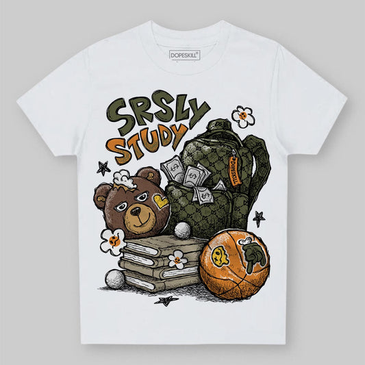 Olive Sneakers DopeSkill Toddler Kids T-shirt SRSLY Study Graphic Streetwear - WHite