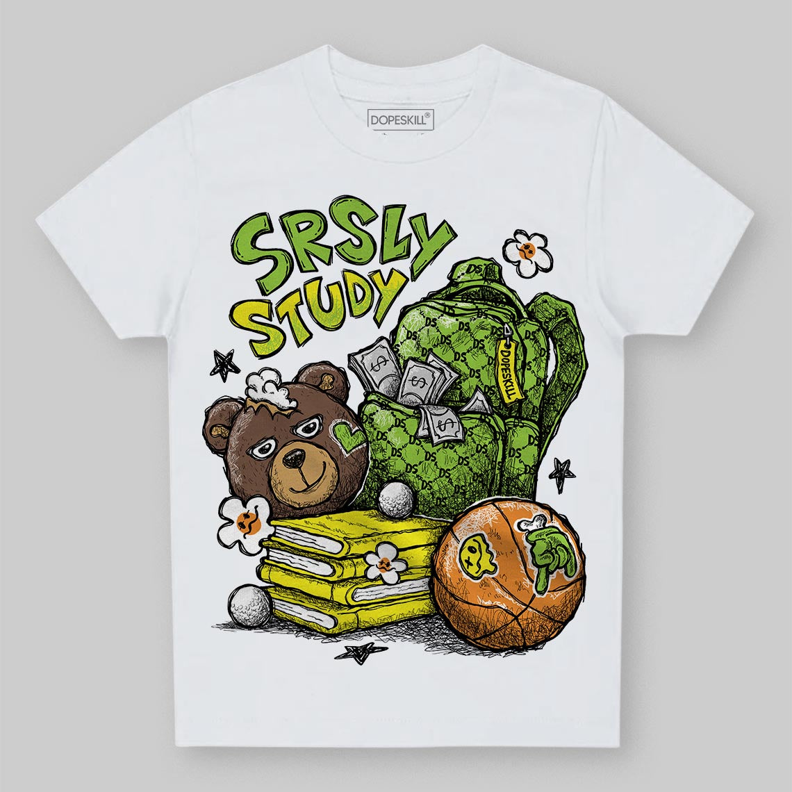 Neon Green Sneakers DopeSkill Toddler Kids T-shirt SRSLY Study Graphic Streetwear - White