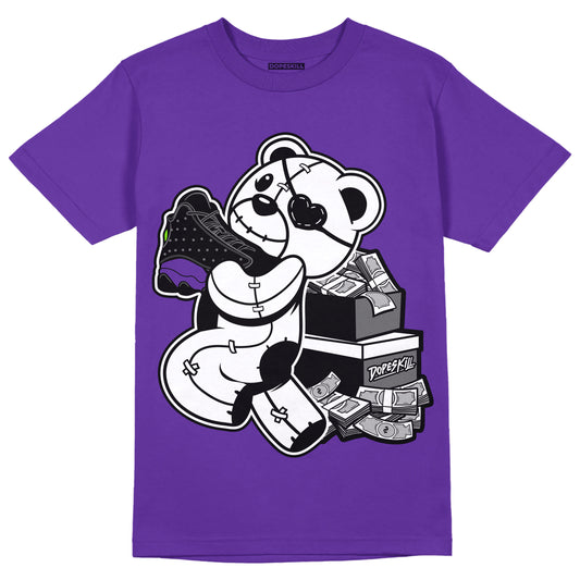 AJ 13 Court Purple DopeSkill Purple T-shirt Bear Steals Sneaker Graphic