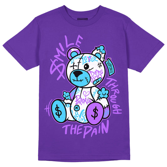 Jordan 13 Court Purple DopeSkill Purple T-shirt Smile Through The Pain Graphic Streetwear