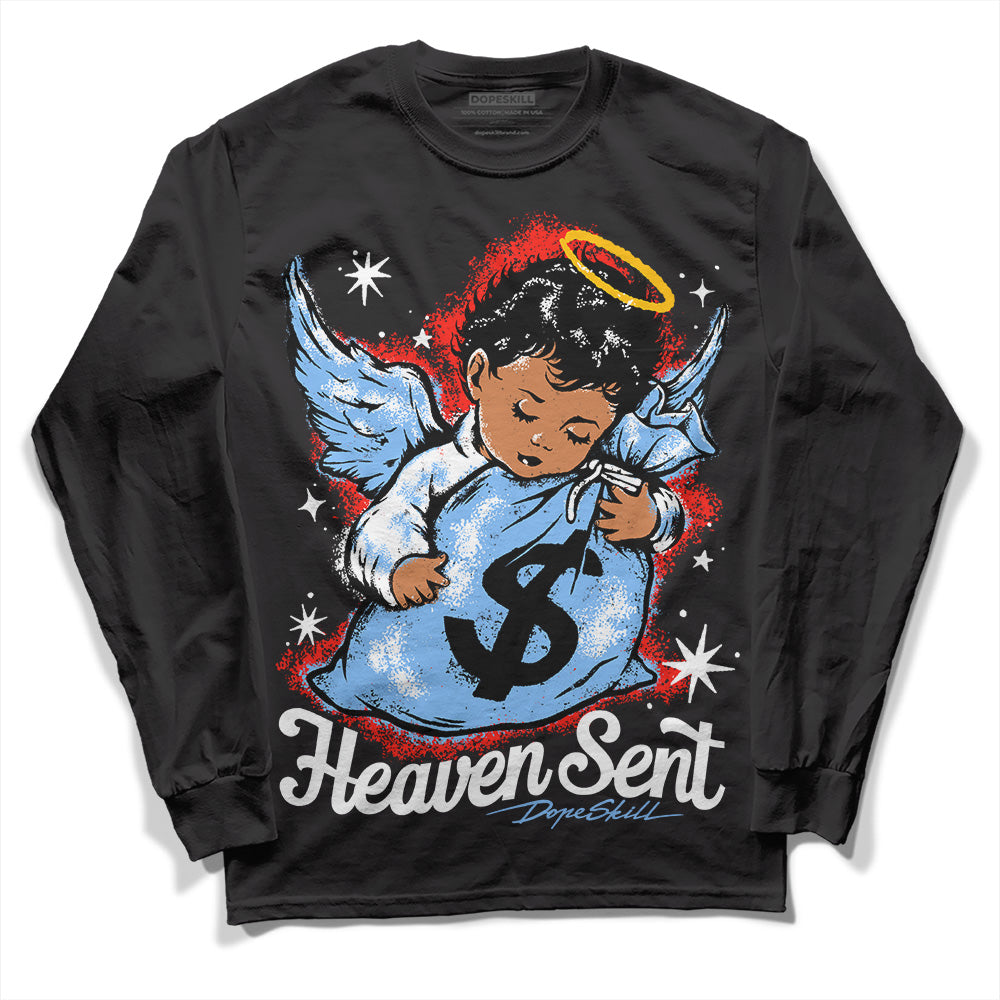 Jordan 9 Powder Blue DopeSkill Long Sleeve T-Shirt Heaven Sent Graphic Streetwear - Black