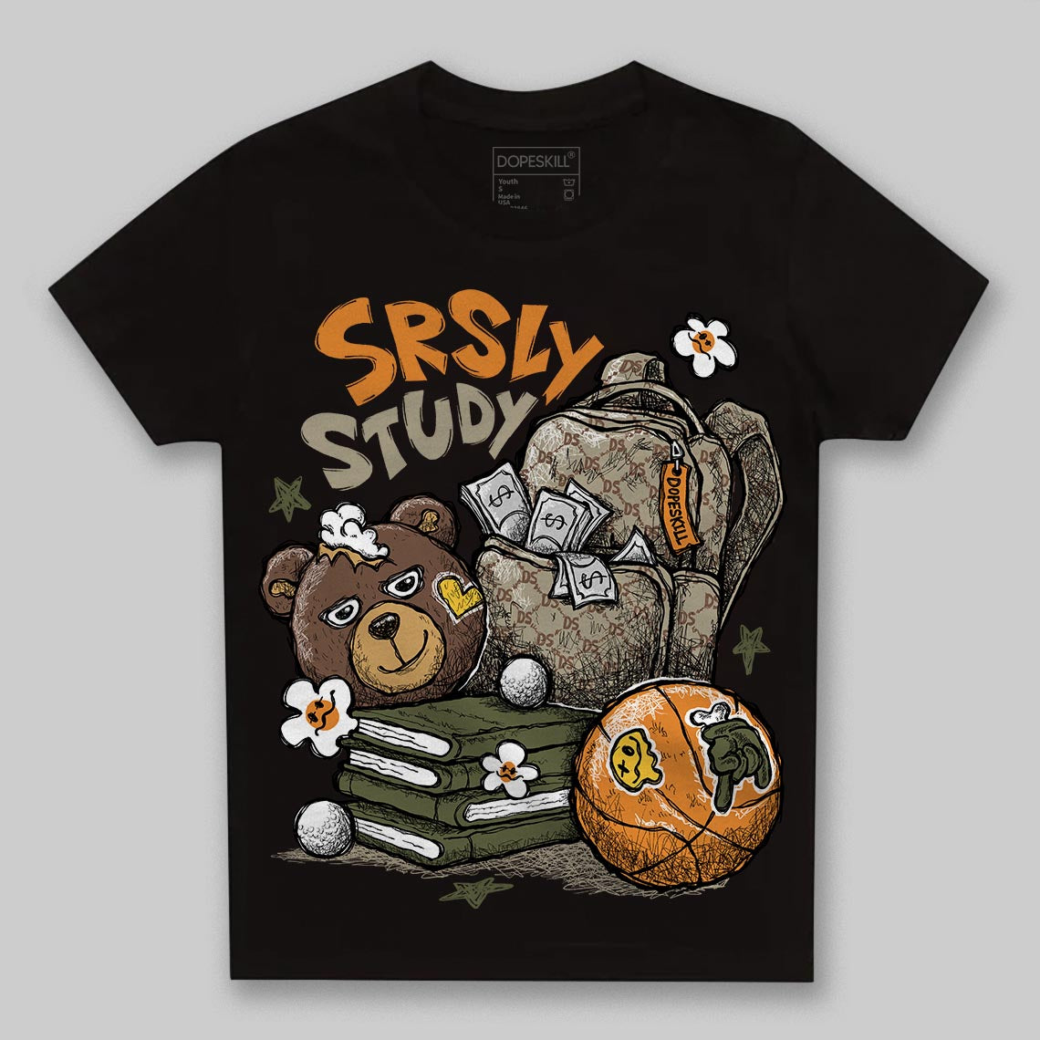 Olive Sneakers DopeSkill Toddler Kids T-shirt SRSLY Study Graphic Streetwear - Black