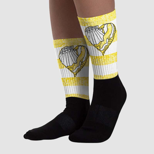 Yellow Snakeskin 11s DopeSkill Sublimated Socks Horizontal Stripes Graphic