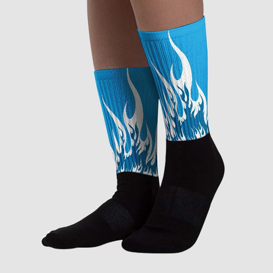 Military Blue 4s DopeSkill Sublimated Socks FIRE Graphic